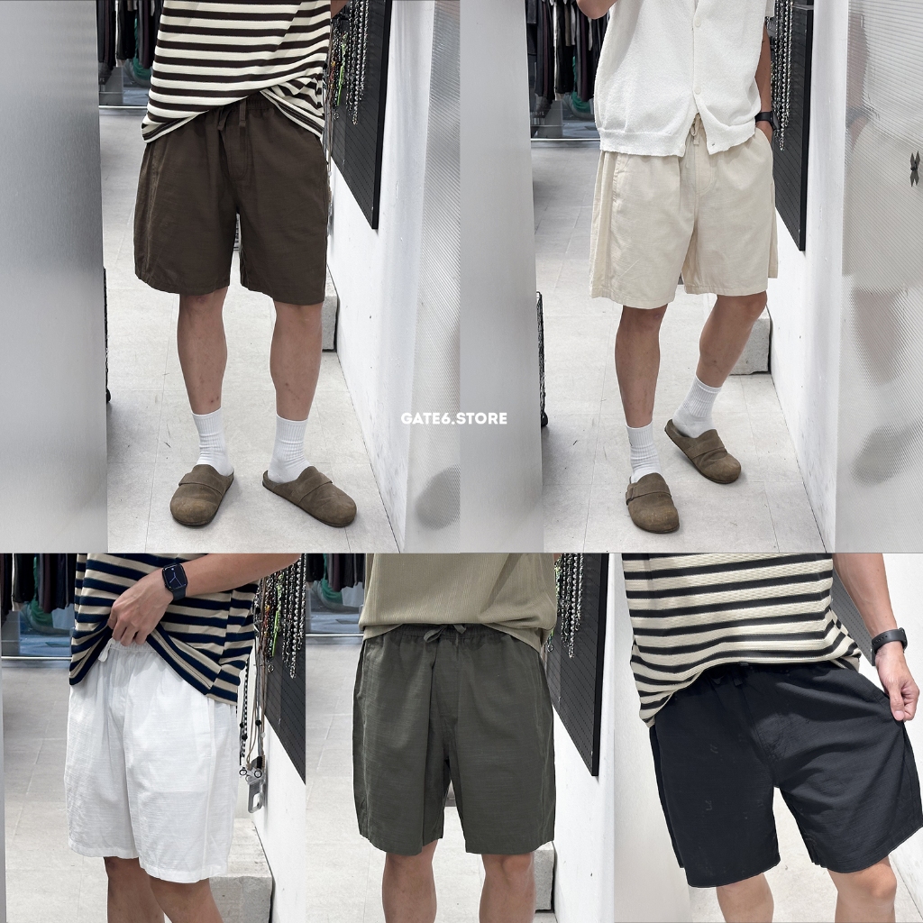 Quần Short Đũi Nam KAF, quần sooc linen xước cạp chun 326 - GATE6 - 5604