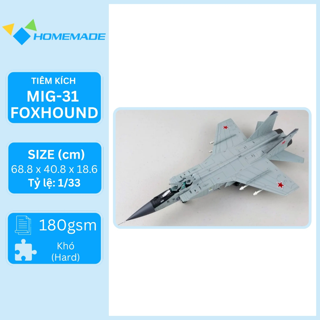 Bộ Kit Mô Hình Giấy Máy Bay Tiêm Kích MiG-31 Foxhound