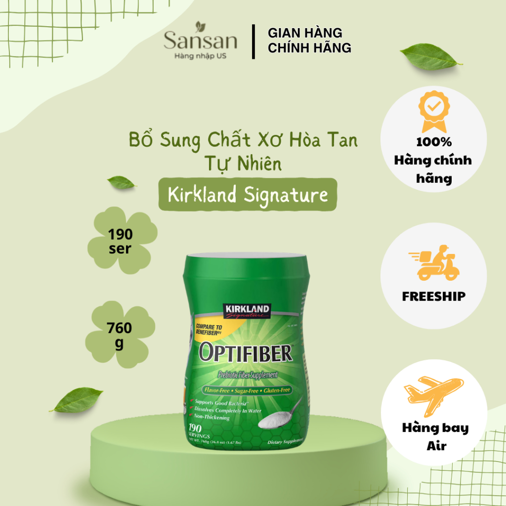 Bột Bổ Sung Chất Xơ Hòa Tan Optifiber Kirkland Signature Tự Nhiên 760g - Nội địa Mỹ