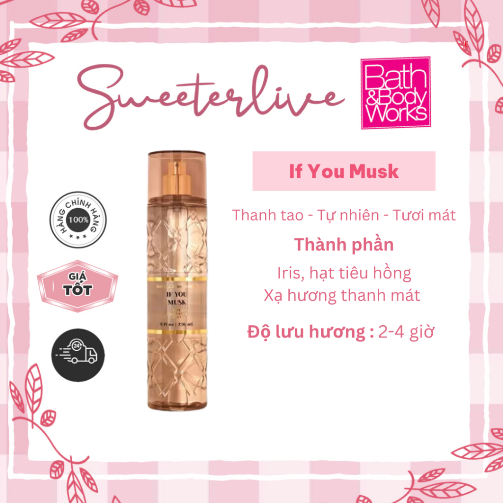 (SẴN-AUTH) IF YOU MUSK LUXURIES COLLECTION Body Mist (Bill US) - Xịt thơm  BATH & BODY WORKS