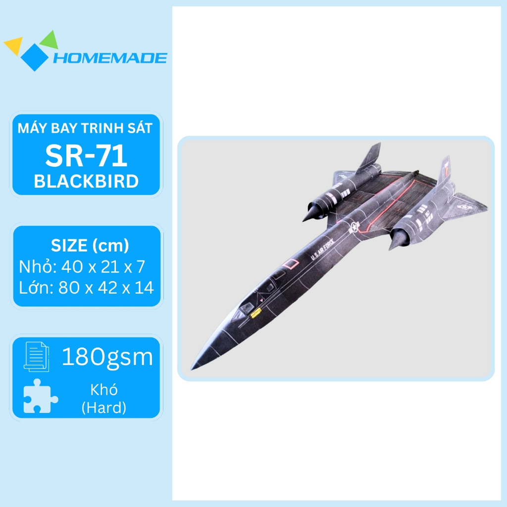 Bộ Kit Mô Hình Giấy Máy Bay Trinh Sát SR-71 Blackbird