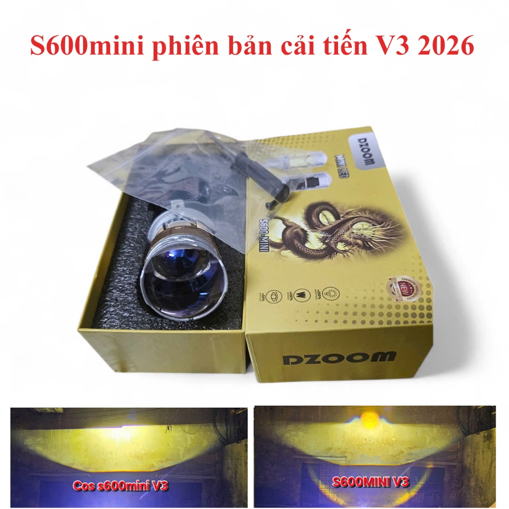 BI CẦU MINI S600 BẢN V3 NÂNG CẤP  5300K BÁM ĐƯỜNG ỔN ĐỊNH CONG SUẤT SO CÁC DÒNG T92. C300, C250. C35