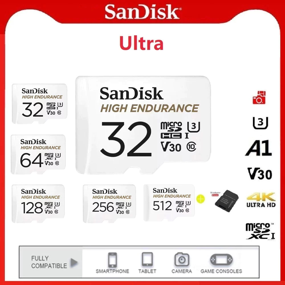 Thẻ nhớ SanDisk High Endurance microSDX 32Gb/ 1TB SDSQQNR-064G-GN6IA (Có adaptor) - Bảo hành 24 thán