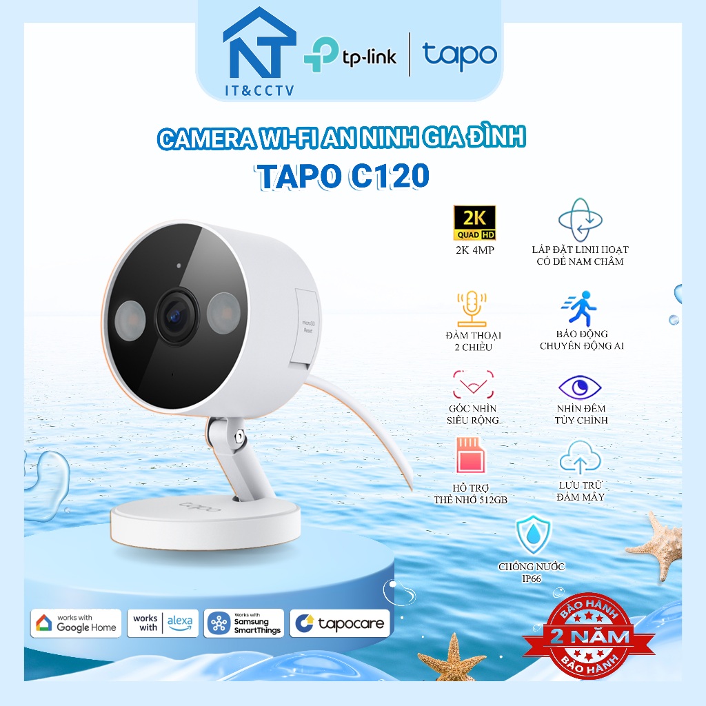 [Chính Hãng] Camera An Ninh Tapo C120/C125 WiFi – Dùng Trong Nhà & Ngoài Trời, AI Nhận Diện, Cảnh Bá