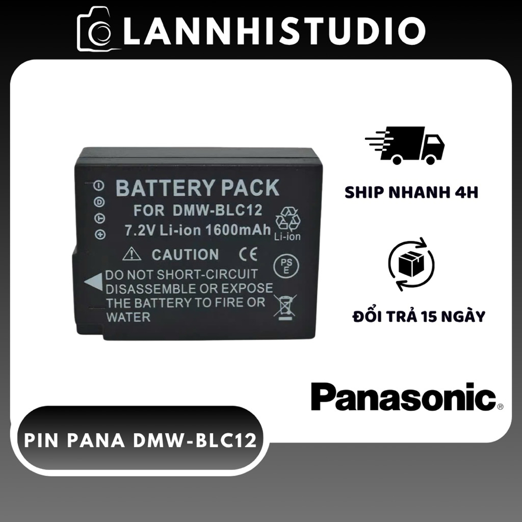 Pin Panasonic DMW-BLC12 Cho Lumix G5 G6 G7 G85 GH2 FZ200 FZ1000 FZ300 - Pin Thay Thế Dung Lượng Cao 