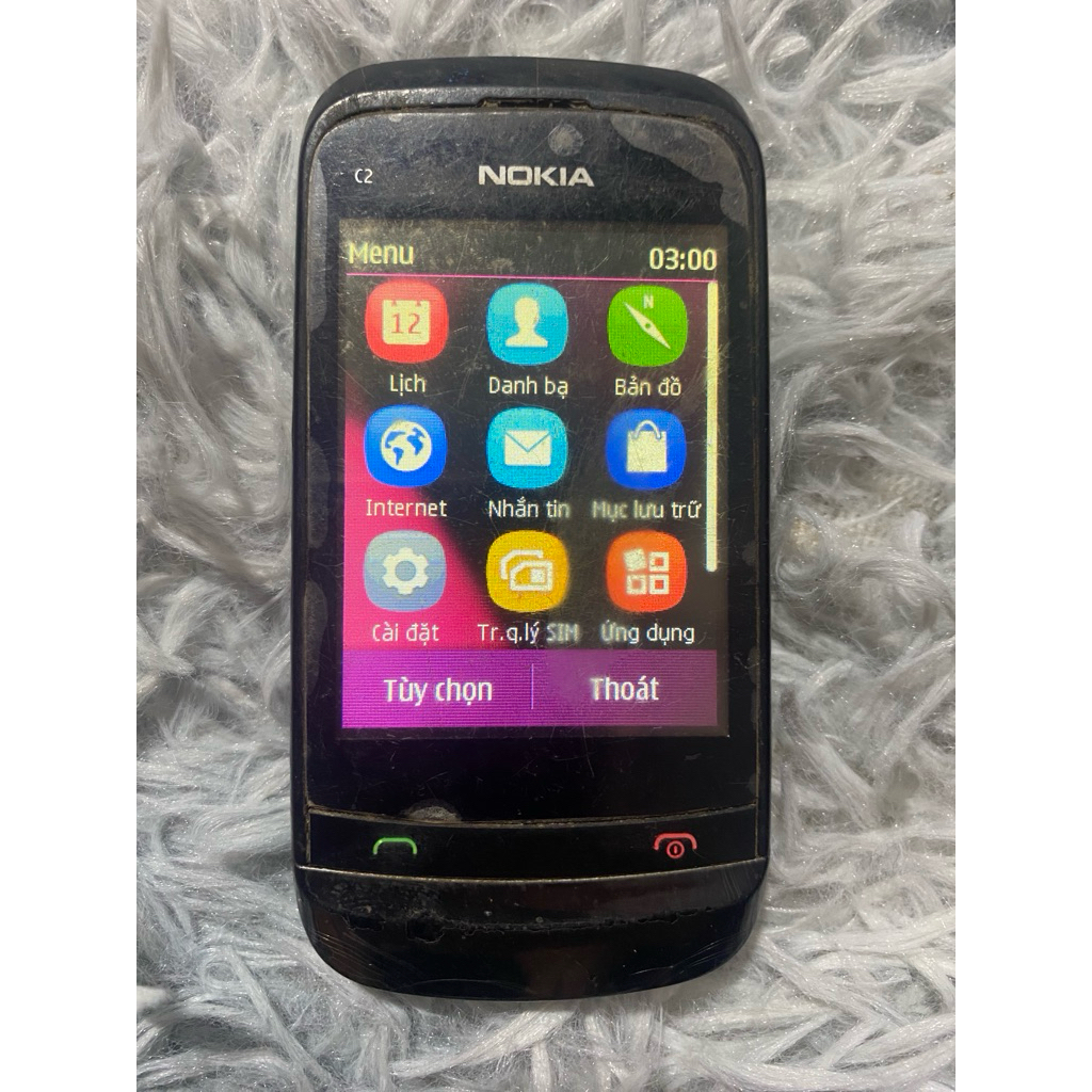 Xác Nokia C2-03 kèm bin cũ kiệt, máy sống lên màn oce, cảm tốt, phím vật lí nhạy, ae sưu tầm nghiên 