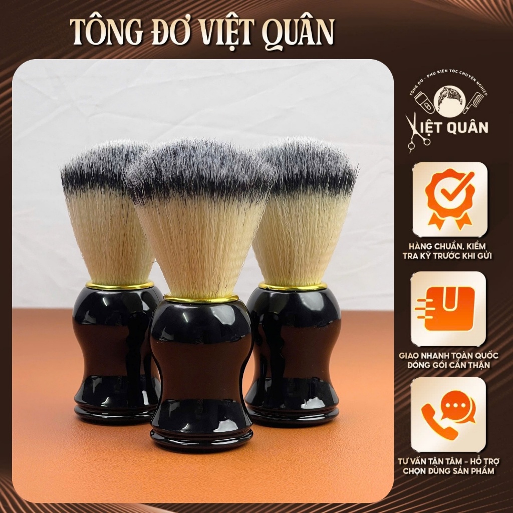 Chổi quét bọt cạo râu CR2 dành cho salon chuyên nghiệp chổi đen cổ vàng