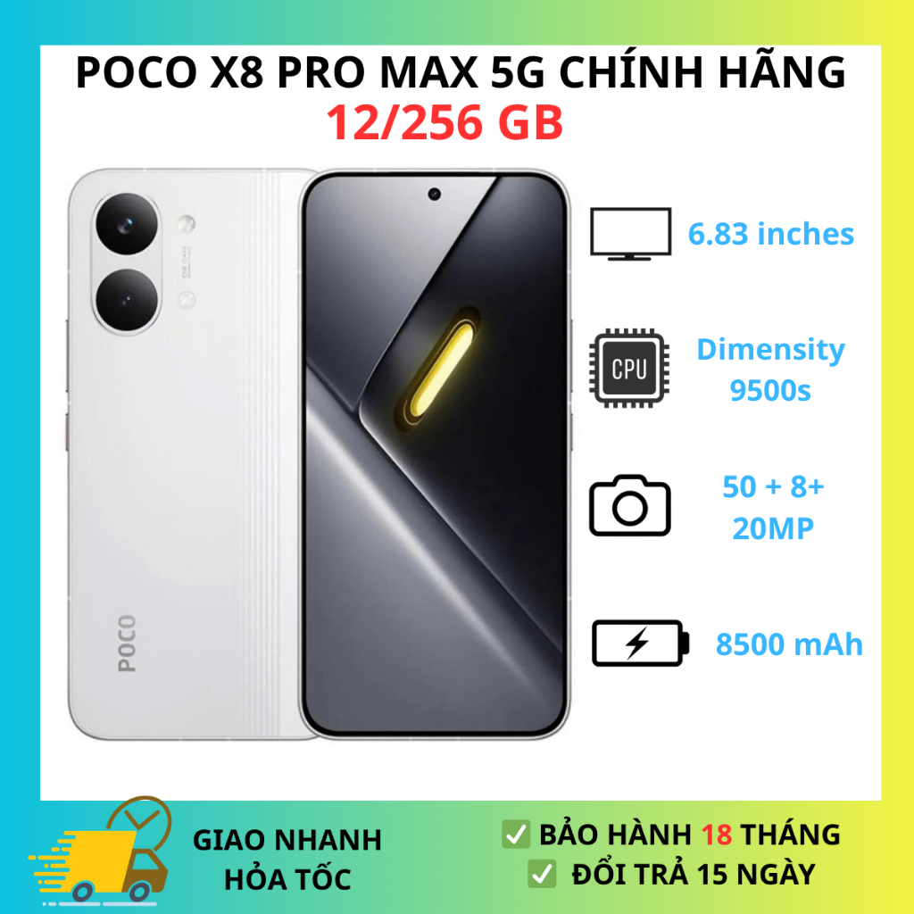 Điện Thoại Poco X8 Pro Max 5G 12GB 256GB Chính Hãng Dimensity 9500s - Pin 8500 mAh
