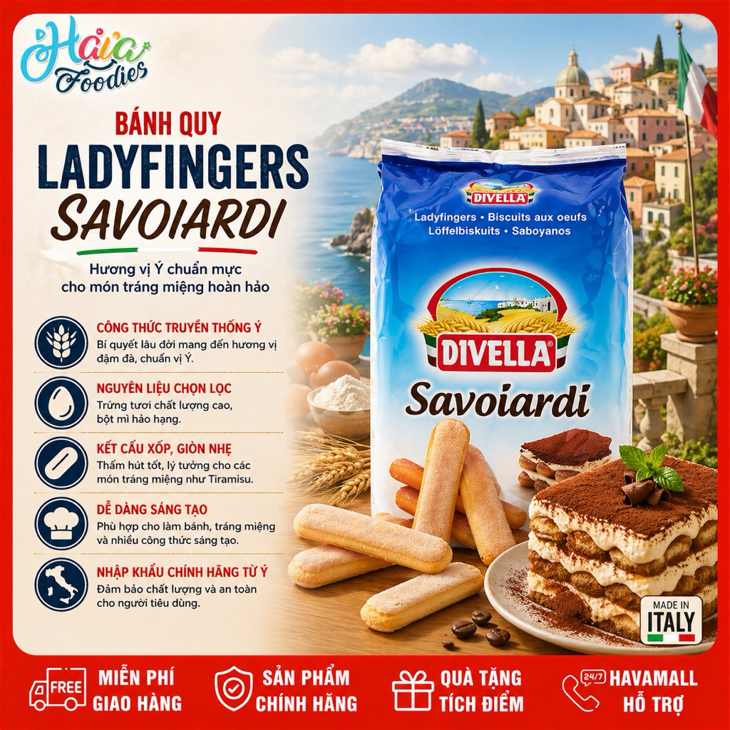 [DATE MỚI NHẤT] Bánh quy Lady Finger Savoiardi Divella 400gr