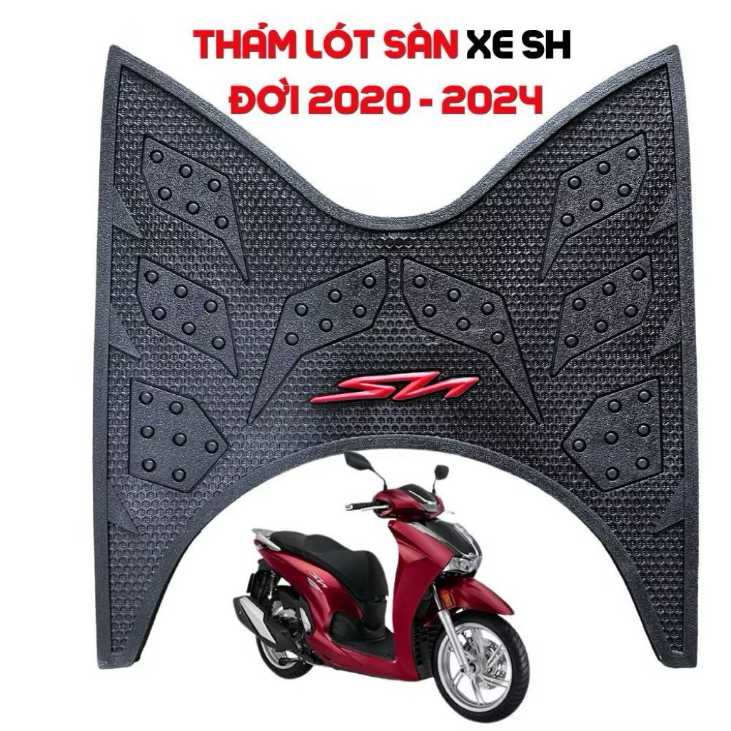 Thảm Để Chân, thảm lót sàn xe SH 2024 2023/2022/2021/2020 125/150i/160i Cao Su Chữ Đỏ Dầy Đẹp