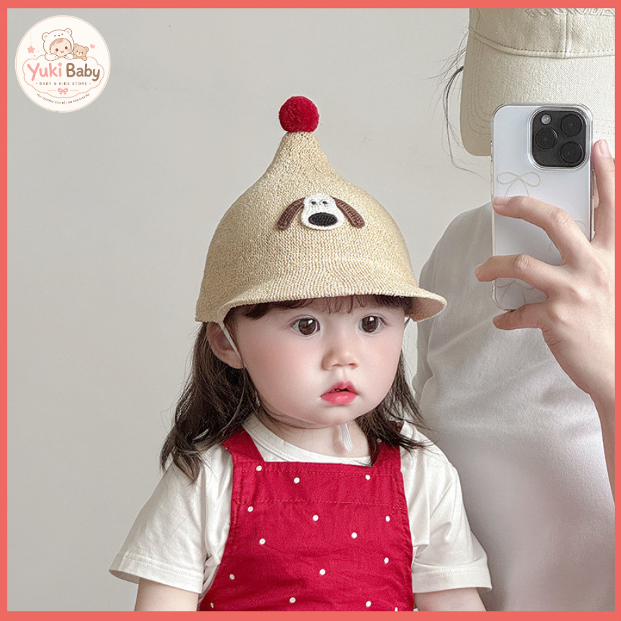 Mũ chóp cho bé hình cún dễ thương mũ cotton thoáng khí chụp ảnh nổi bật size 4 Tháng-4 Tuổi [MH07]