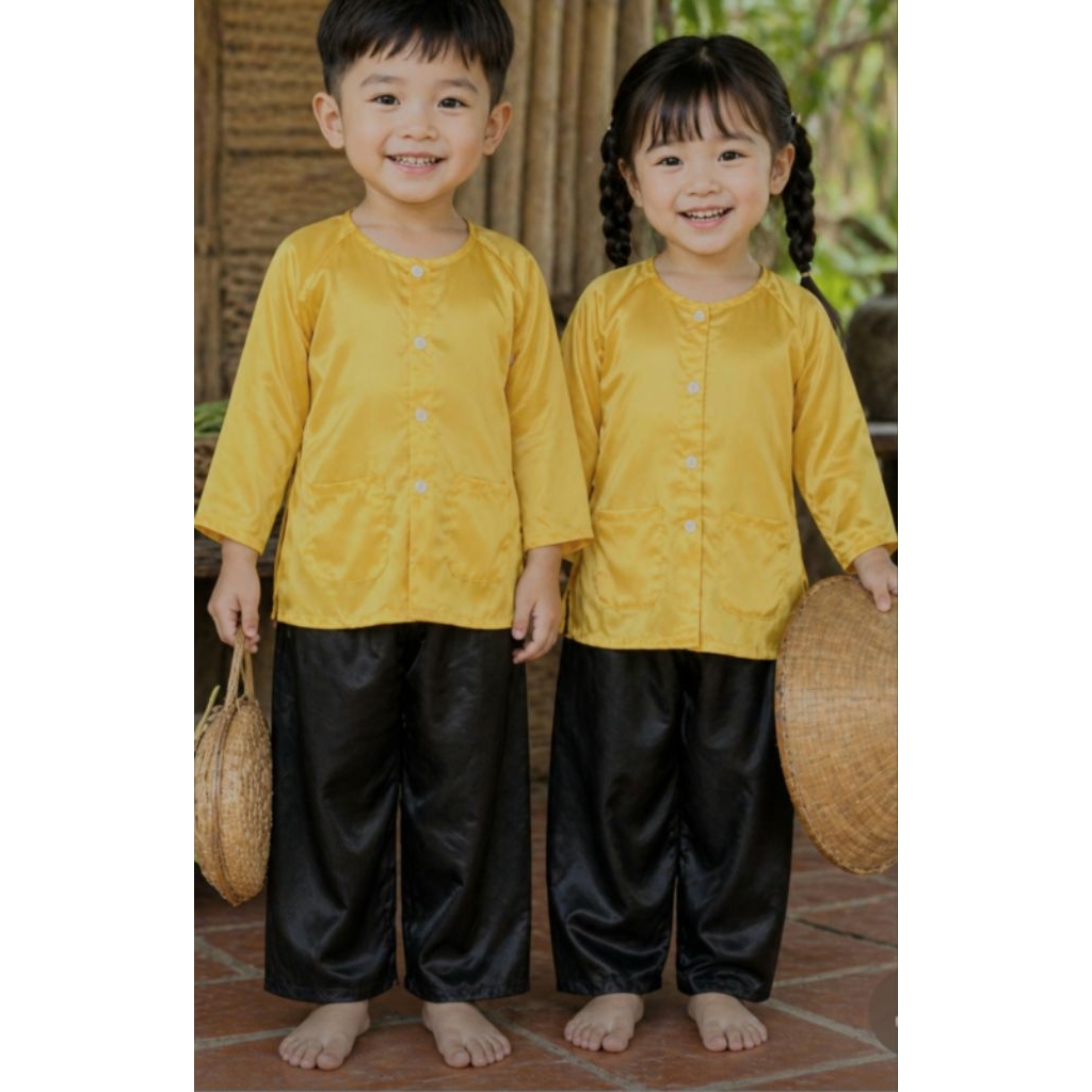 Bà ba màu vàng quần đen cho bé 7_50kg
