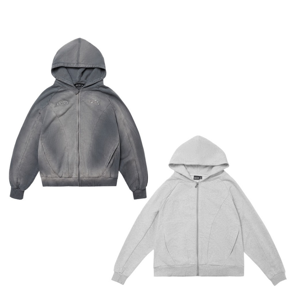 Áo Khoác Hoodie Zip Unisex Local Brand Dày SWE LOOSE ZIP HOODIE - Washed/Xám