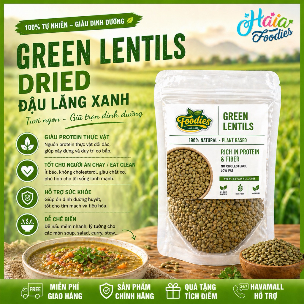 [HÀNG CHÍNH HÃNG] Đậu Lăng Xanh - Green Lentils