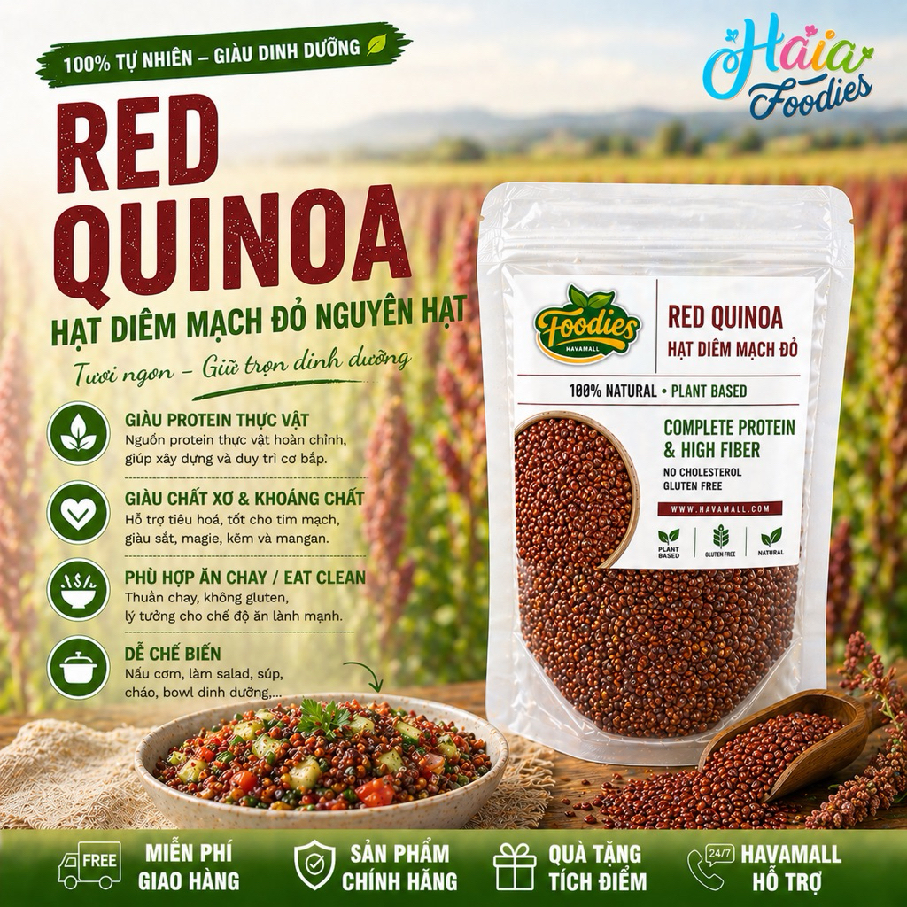 [HÀNG CHÍNH HÃNG] Hạt Diêm Mạch (Quinoa) Đỏ Canada