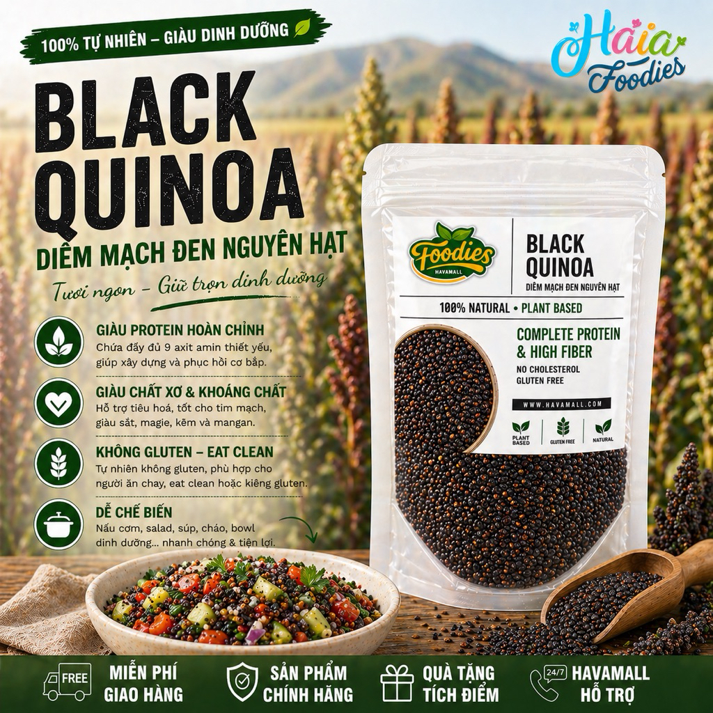 [HÀNG CHÍNH HÃNG] Hạt Diêm Mạch (Quinoa) Đen Canada