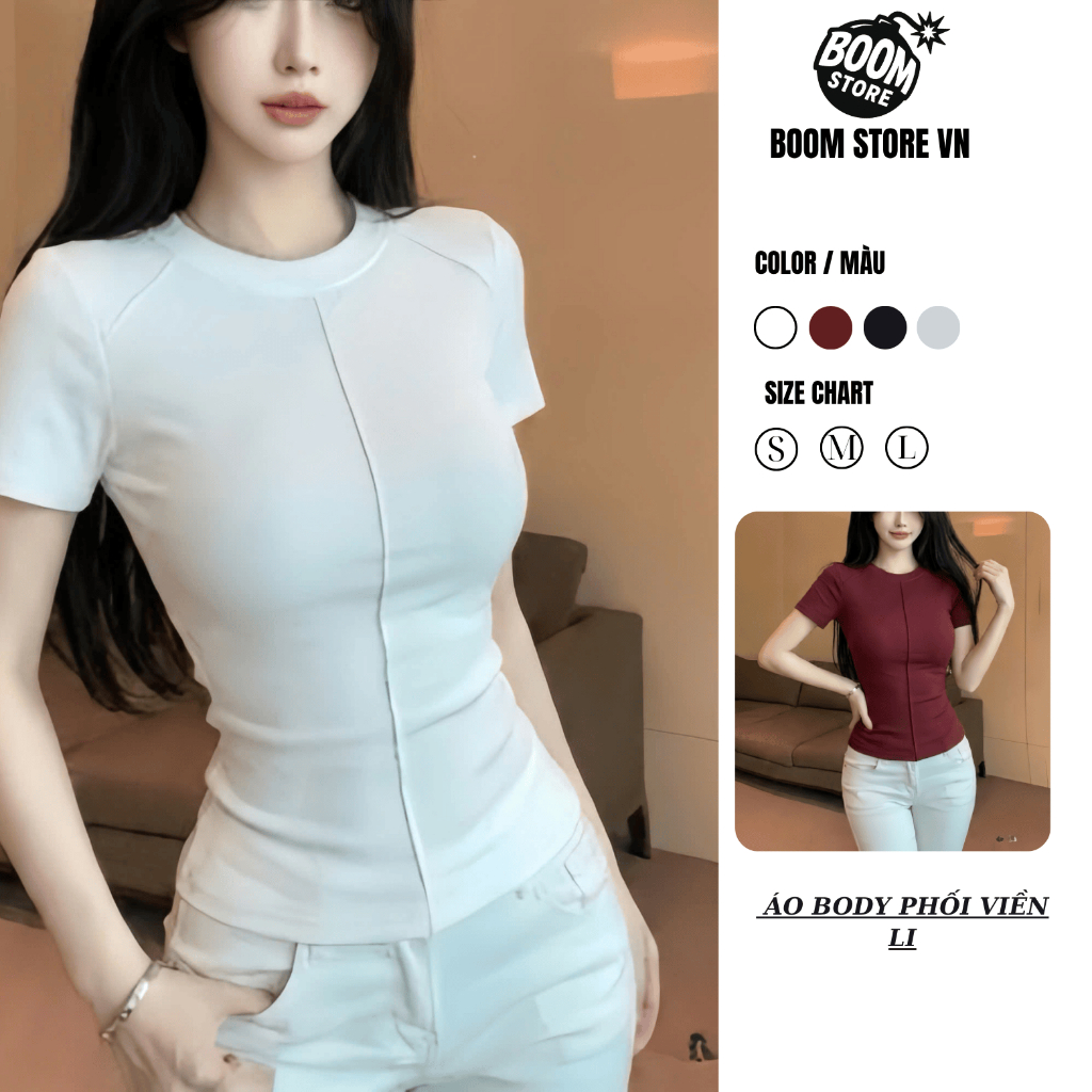 [BOZIP CHUẨN] Áo thun cộc tay , Áo phông ngắn tay ôm body phối li co dãn mềm mại – BY BOOM STORE | BigBuy360 - bigbuy360.vn