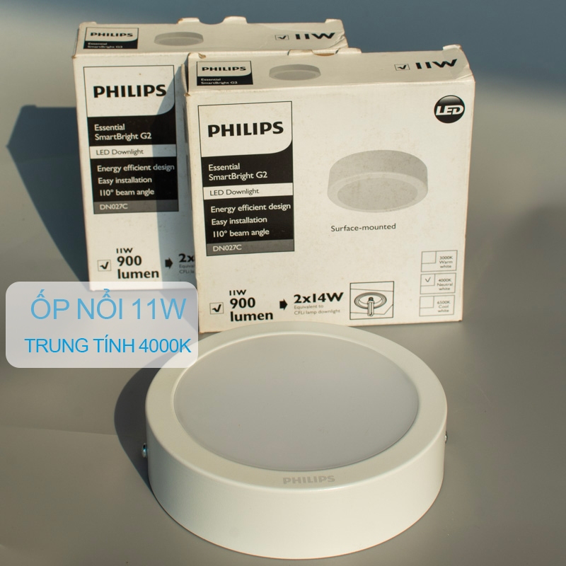 Đèn LED Ốp Trần Nổi Philips DN027C 11W - Ánh Sáng Trung Tính 4000K - Kích Thước 150x40m