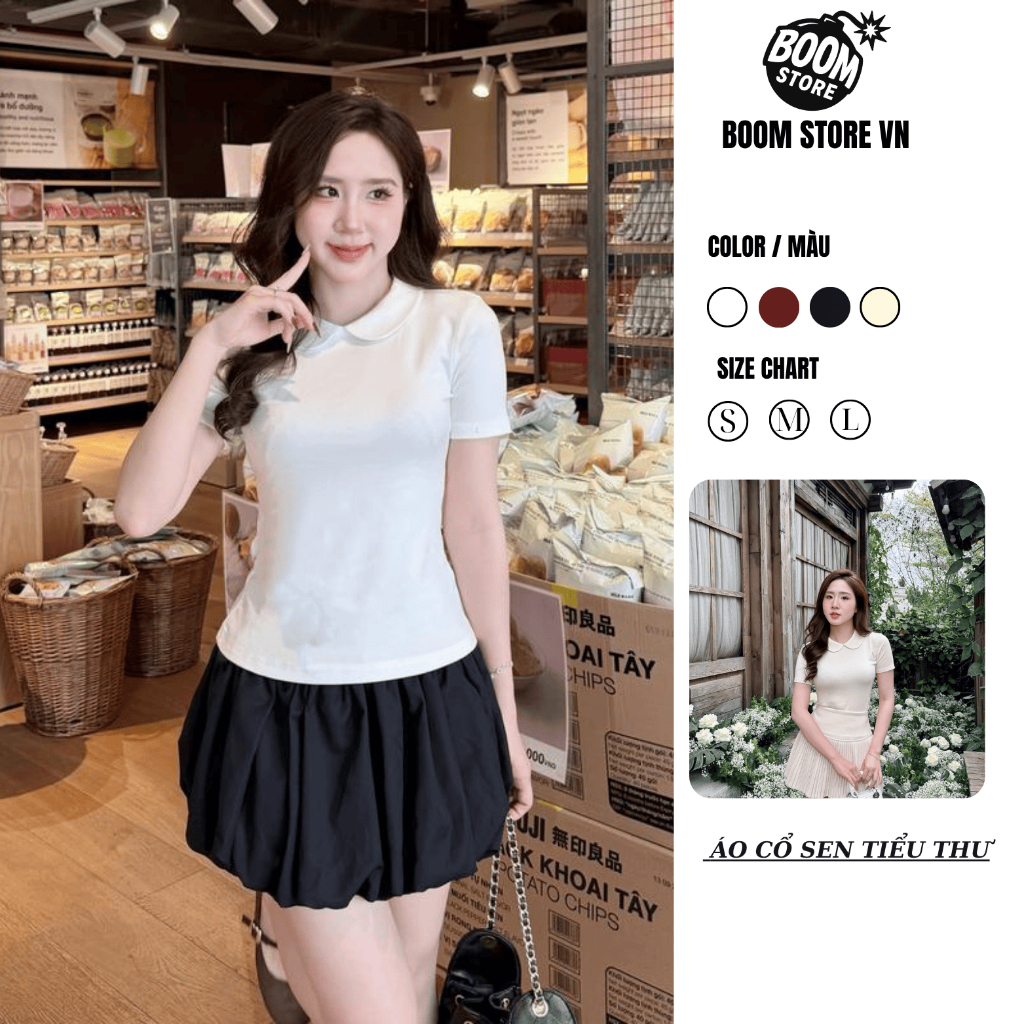 Áo thun nữ cổ sen tay ngắn, BOZIP CHUẨN co giãn 4 chiều ôm body áo kiểu tiểu thư xinh xắn – BY BOOM