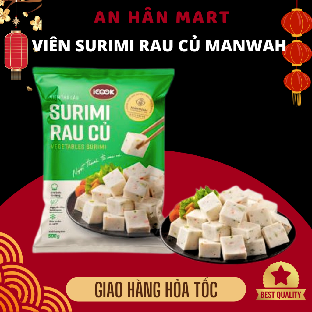 Viên surimi rau củ Manwah, viên thả lẩu rau củ icook gói 500g