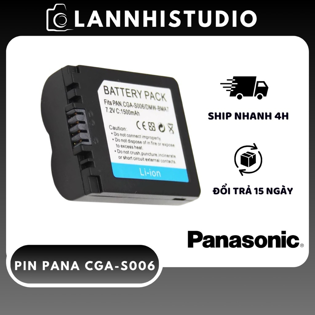 Pin Panasonic CGA-S006 / DMW-BMA7 Cho Lumix FZ7 FZ8 FZ18 FZ28 FZ30 FZ35 FZ38 FZ50 - Pin Máy Ảnh Siêu