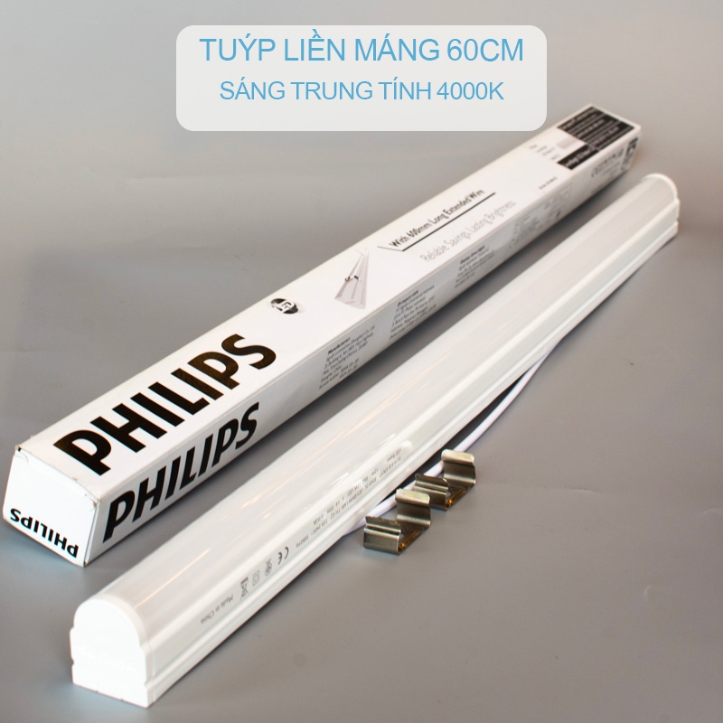 Đèn LED Tuýp Liền Máng Philips BN012C 0.6m 10W - Ánh Sáng Trung Tính 4000K (Chính Hãng)