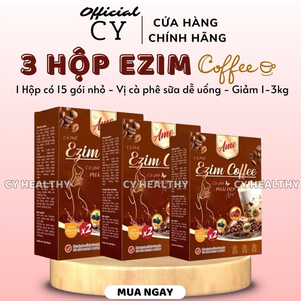 (KÈM QUÀ) COMBO 3 HỘP CÀ PHÊ SỮA EZIM COFFEE GIẢM CÂN - HỘP 15 GÓI - KÈM QUÀ TẶNG