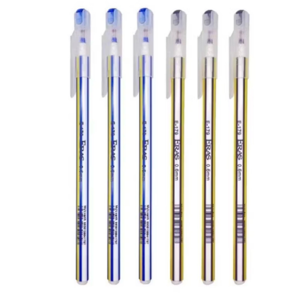 Hộp 20 chiếc Bút Bi Nến ngòi 0.6mm Eras E179 (Xanh/Đen)