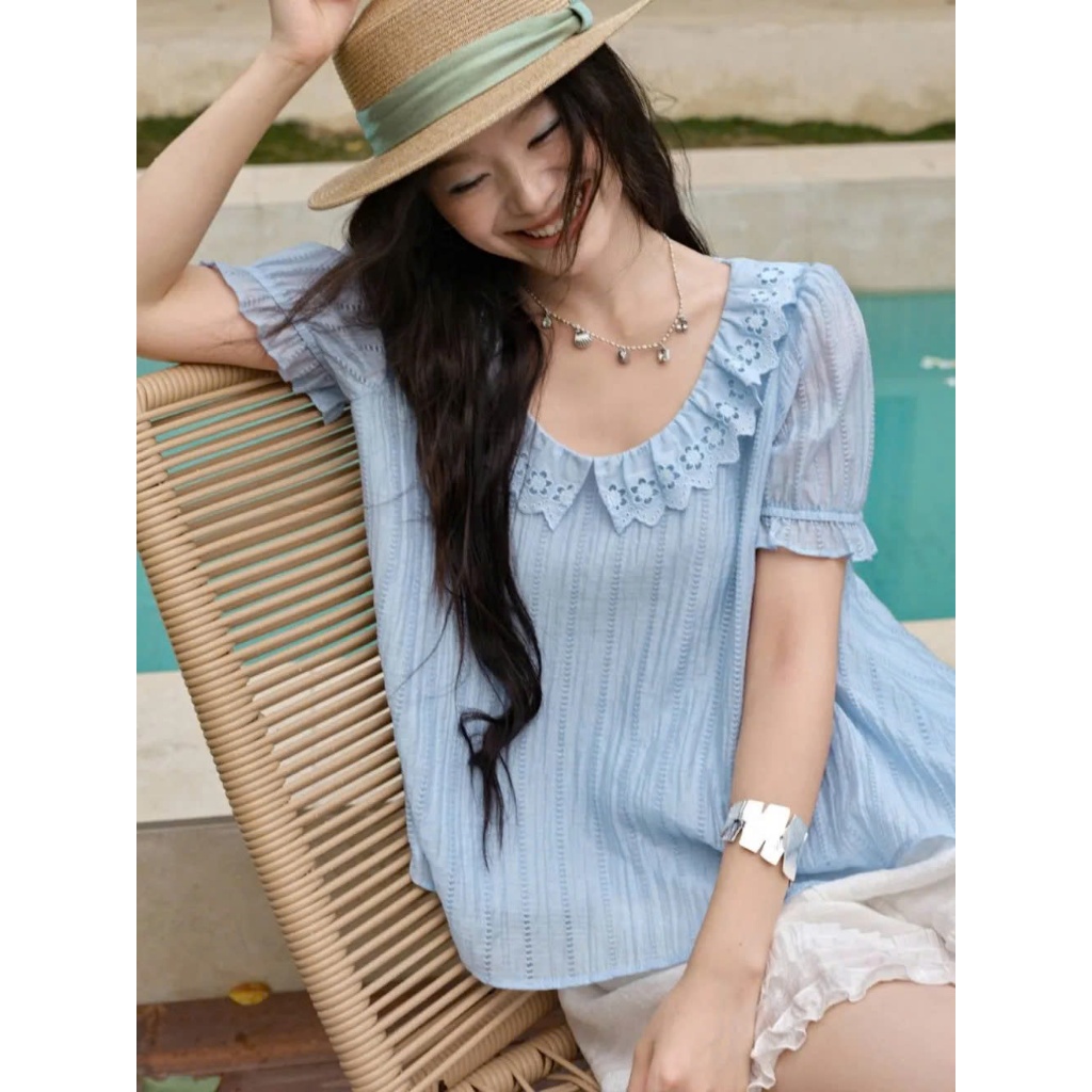 [KUOSE] Áo Babydoll - màu xanh