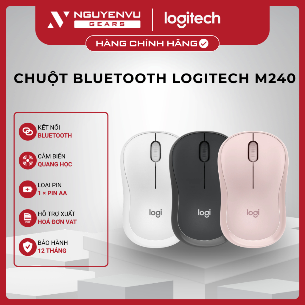 [Full VAT] Chuột Bluetooth Logitech M240 Silent - Silent Touch Chống ồn - BH 12 THÁNG