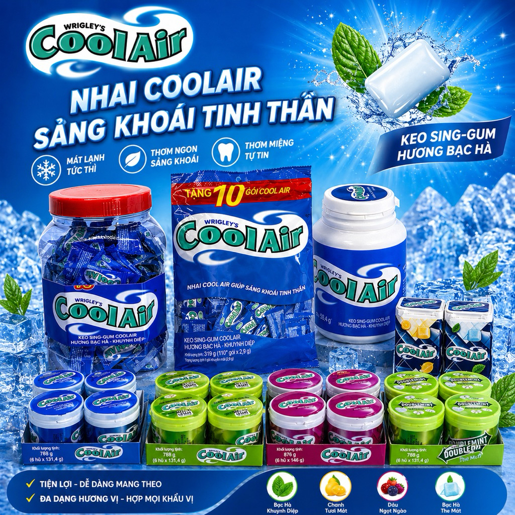 Kẹo Singum Cool air - Doublemint-Cool air Fresh Cup | Hàng Chính Hãng