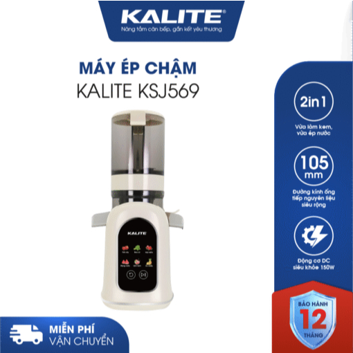 Máy ép chậm Kalite KSJ569 ép kiệt bã 99% không sinh nhiệt tích hợp làm kem