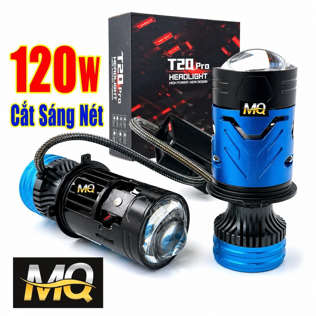 Đèn Pha Led Bi Cầu Cho Ô Tô Xe Máy T20 Pro Chân H4 120w Cắt Sáng Chống Chói Mắt Nâng Cấp Từ C250, C3