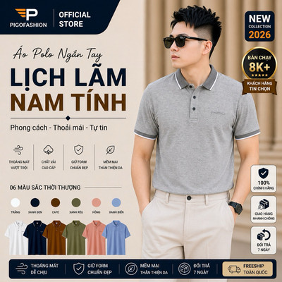 Áo thun có cổ nam tay ngắn nhiều màu cotton co giãn 4 chiều, vải mịn mặc mát SPMPPL32  PIGOFASHION