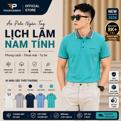 Áo thun polo nam tay ngắn lửng SPMPPL32 PIGOFASHION vải cotton co giãn 4 chiều mềm mịn thoáng mát