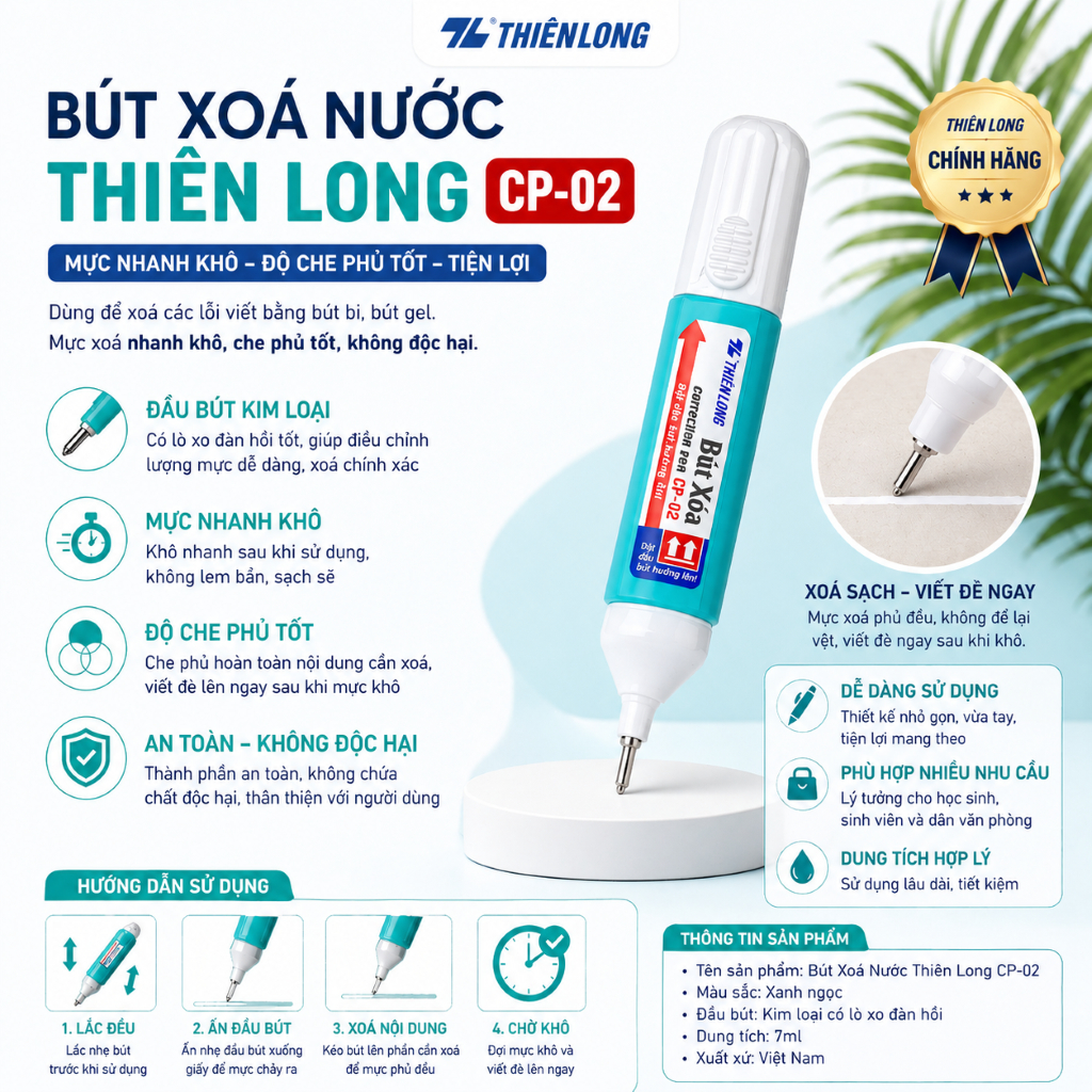 Hộp 10 cây BÚT XÓA Thiên Long CP-02 Chính Hãng