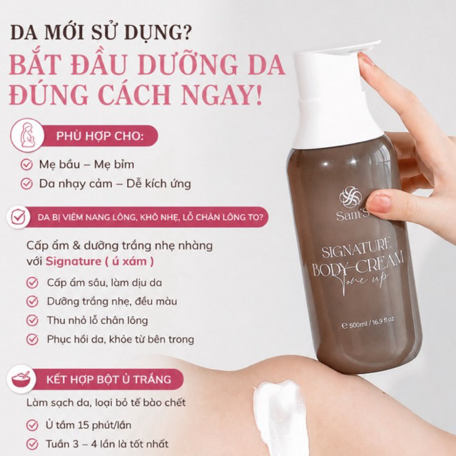 Kem VIP signature cream body 500ml dành cho mọi loại da dưỡng trắng hồng, mịn màng