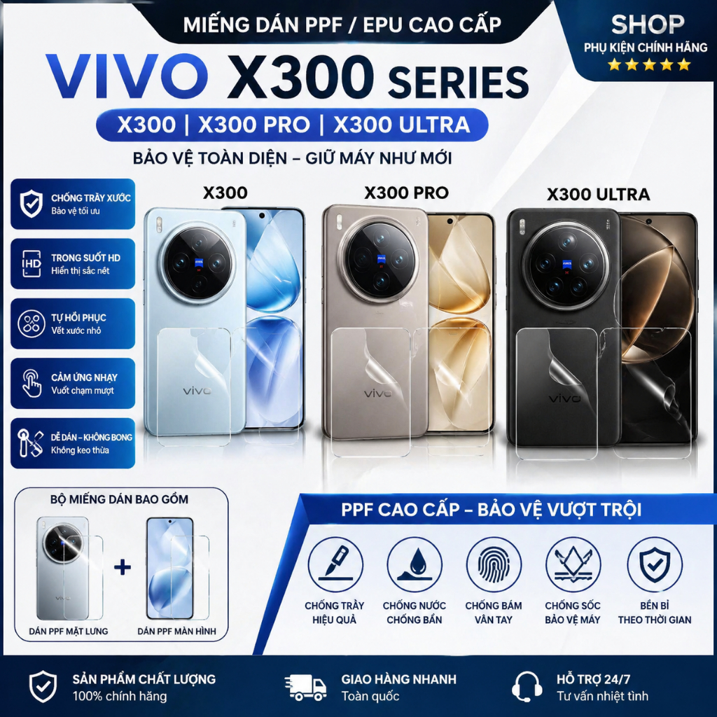 Miếng Dán Skin Lưng EPU Họa Tiết VIVO X300 | X300 PRO | X300 ULTRA- Chống Trầy Xước, Thẩm mỹ