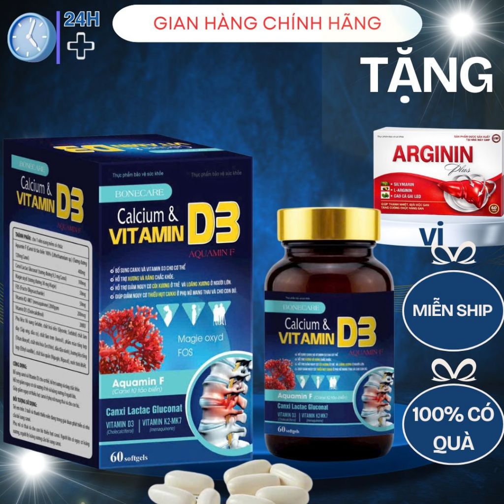 Calci Nano  – Bổ Sung Canxi, Vitamin D3 & K2 (MK7) Cho Xương Chắc Khỏe  d3