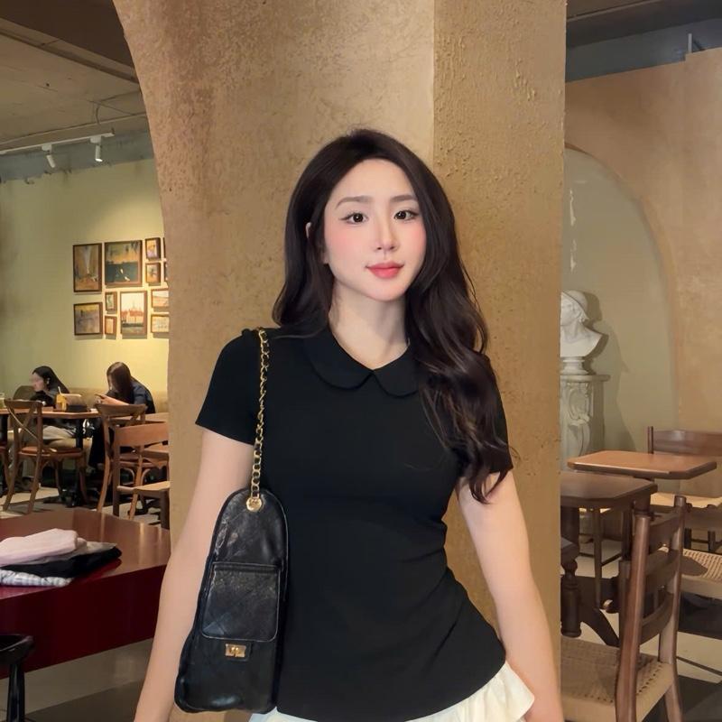 Áo thun nữ cổ sen tay ngắn, BOZIP CHUẨN co giãn 4 chiều ôm body áo kiểu tiểu thư xinh xắn – BY BOOM | BigBuy360 - bigbuy360.vn