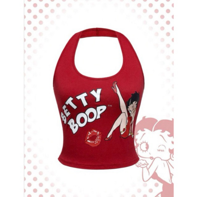 Áo croptop hở vai in hình Betty Boop