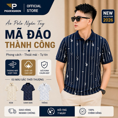 Áo thun polo nam họa tiết in cao cấp, chất cotton thoáng mát PPL37 PIGOFASHION