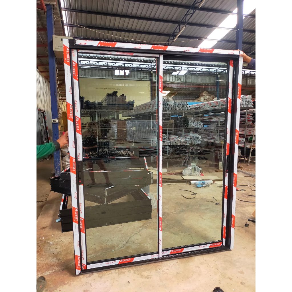 Sliding door, finished aluminum work, divided into 2 channels, available