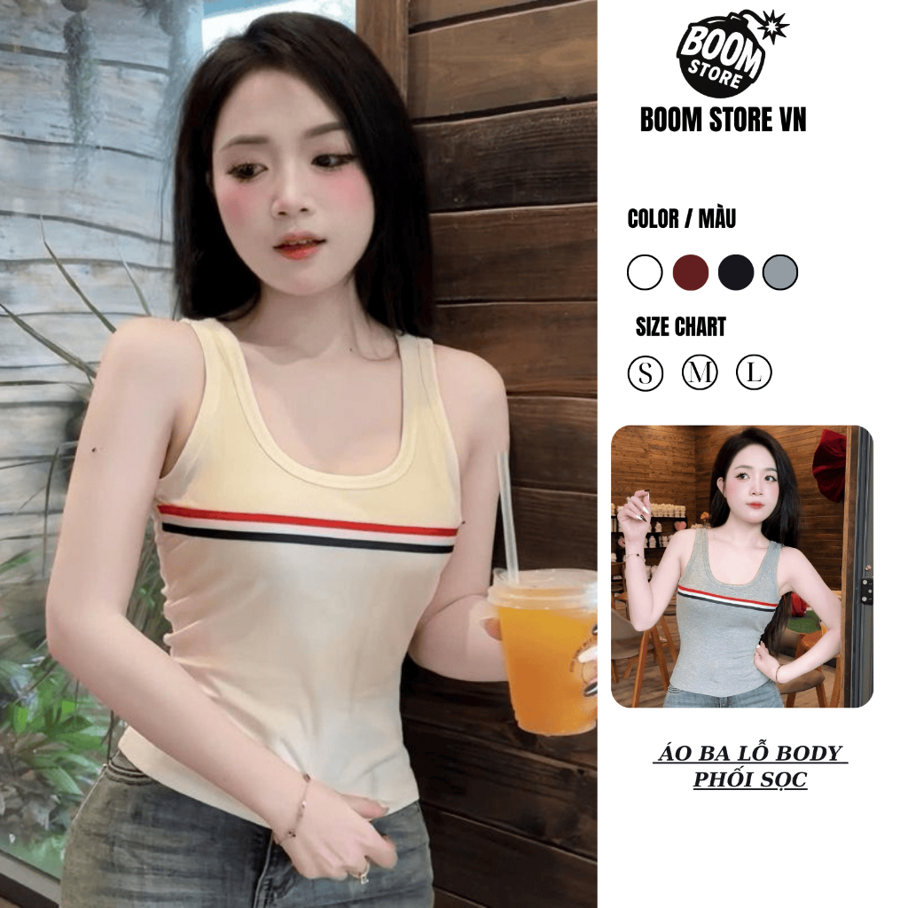 [BOZIP CHÍNH PHẨM] Áo Thun  Ba Lỗ Có Phối Sọc  . Chất Liệu Vải Bozip Loại 1 co giãn