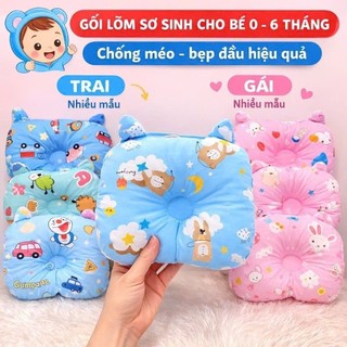 Gối Lõm Cotton Vải Thô Lụa Hàn Cho Bé Sơ Sinh