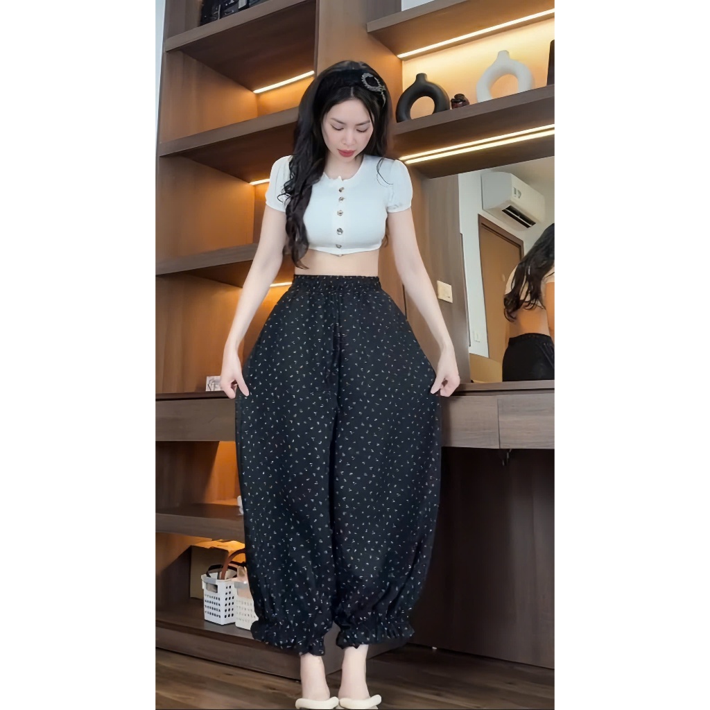 [CHUẨN HÀNG QC] Quần Dài Nữ Ống Bom Cạp Chun Chân Chạy Viền Bèo Chất Đũi Hàn Mát Mẻ Thoải Mãi | BigBuy360 - bigbuy360.vn