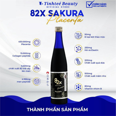 Nước Uống 82X Placenta Sakura Phiên Bản Cao Cấp, Hỗ Trợ Cải Thiện Nám Sạm, Nâng Tông Sáng Hồng Căng Bóng 500ml/chai