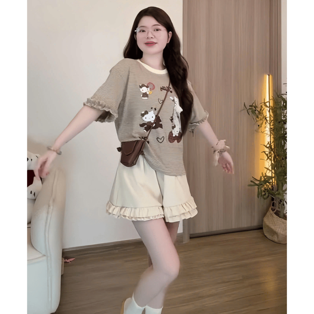 [TẶNG CHUN BUỘC TÓC] Set Bộ Áo Thun Kẻ Hoa Tiết Dễ Thương Mix Quần Bèo Cute Đáng Yêu – BY BOOM STORE | BigBuy360 - bigbuy360.vn