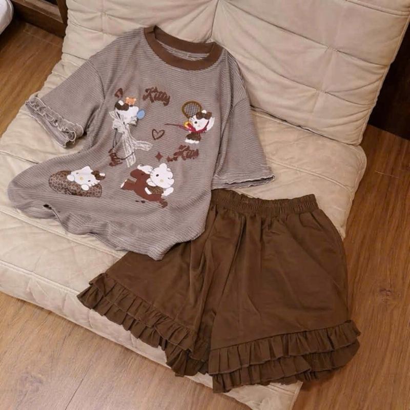 [TẶNG CHUN BUỘC TÓC] Set Bộ Áo Thun Kẻ Hoa Tiết Dễ Thương Mix Quần Bèo Cute Đáng Yêu – BY BOOM STORE | BigBuy360 - bigbuy360.vn