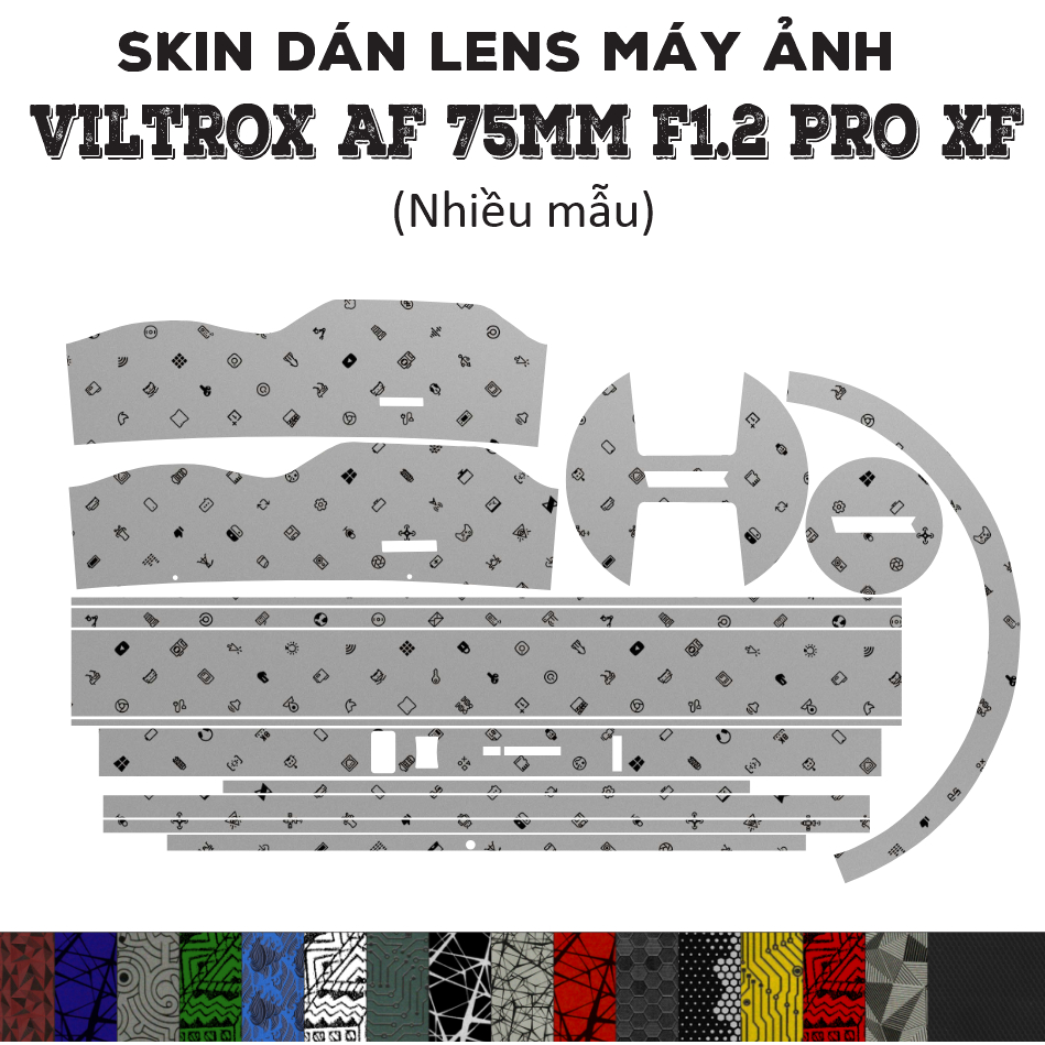 Skin dán Lens Viltrox AF 75mm f1.2 Pro XF (Nhiều mẫu) | Decal Film 3M dán bảo vệ ống kính máy ảnh 75
